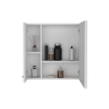 Medicine Cabinet Prague, Four Internal Shelves, Single Door, White Finish White Particle Board