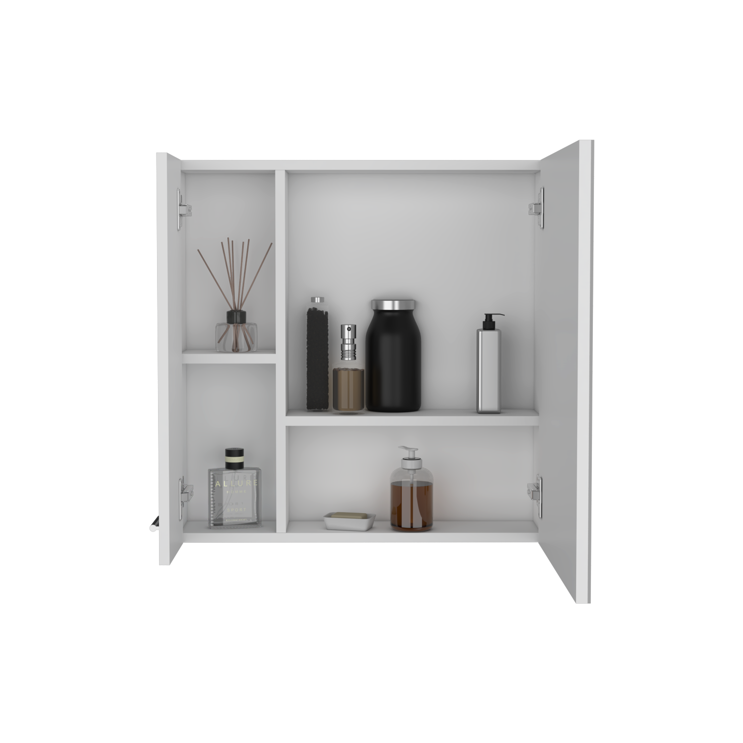 Medicine Cabinet Prague, Four Internal Shelves, Single Door, White Finish White Particle Board