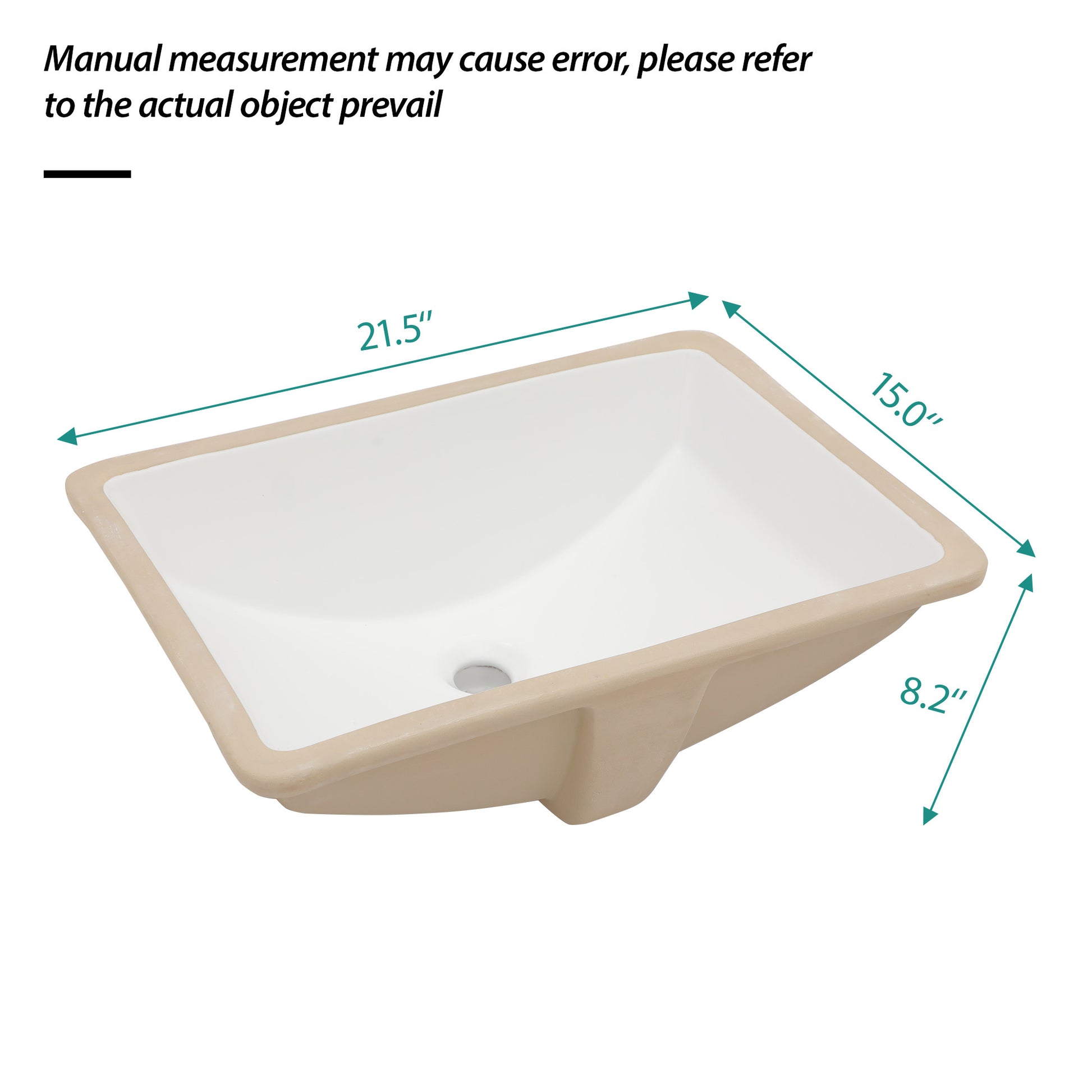 21.5"X15" White Ceramic Rectangular Undermount Bathroom Sink With Overflow White Ceramic