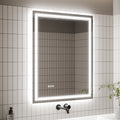 Led Bathroom Mirror, 32X40 Inch Bathroom Vanity Mirrors With Lights, Mirrors For Wall With Smart Touch Button, Anti Fog, Memory Function, Stepless Dimmable Makeup Mirror Horizontal Vertical White Aluminium