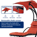 Hanging Chaise Lounger With Removable Canopy, Outdoor Swing Chair With Built In Pillow, Hanging Curved Chaise Lounge Chair Swing For Patio Porch Poolside, Hammock Chair With Stand Orange Orange