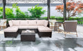 Outdoor Garden Patio Furniture 7 Piece Pe Rattan Wicker Cushioned Sofa Sets And Coffee Table, Patio Furniture Set Outdoor Couch Outdoor Couch Patio Furniture Outdoor Sofa Patio Couch Yes Complete Patio Set Brown Beige Rust Resistant Frame Water Resistant