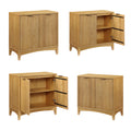 Storage Cabinet with 2 Doors and Adjustable Shelves natural-rubber wood