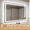 LED Bathroom Mirror, 32x48 inch Bathroom Vanity white-aluminium