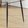 Modern Minimalist Rectangular Transparent Tempered Glass Dining Table, 0.4 Inches Thick, Black Metal Legs, Suitable For Kitchen, Dining Room, And Living Room 63 