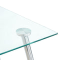Modern Simple Rectangular Glass Dining Table, Solid Tempered Glass Tabletop, Electroplated Table Legs, Gray Pu Dining Chair Set, Suitable For Restaurant Kitchen Use Set Of 7 Upholstered Chair Glass Gray Pu Seats 6 Metal Rectangular Dining Table With