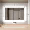 LED Bathroom Mirror, 32x48 inch Bathroom Vanity white-aluminium