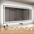 Led Bathroom Mirror, 32X72 Inch Bathroom Vanity Mirrors With Lights, Mirrors For Wall With Smart Touch Button, Anti Fog, Memory Function, Stepless Dimmable Makeup Mirror Horizontal Vertical White Aluminium