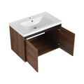 Brown 30 Inch Bathroom Vanity With Resin Countertop Sink, 2 Doors Bathroom Cabinet Set Brown Bathroom American Design Engineered Wood