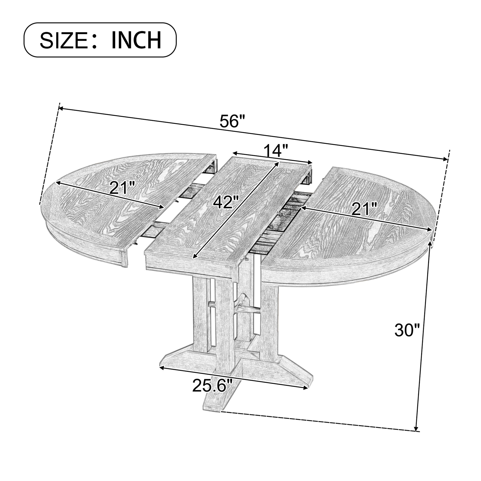 Farmhouse Dining Table Extendable Round Table For Kitchen, Dining Room Natural Wood Wash Natural Wood Wash Solid Wood Mdf