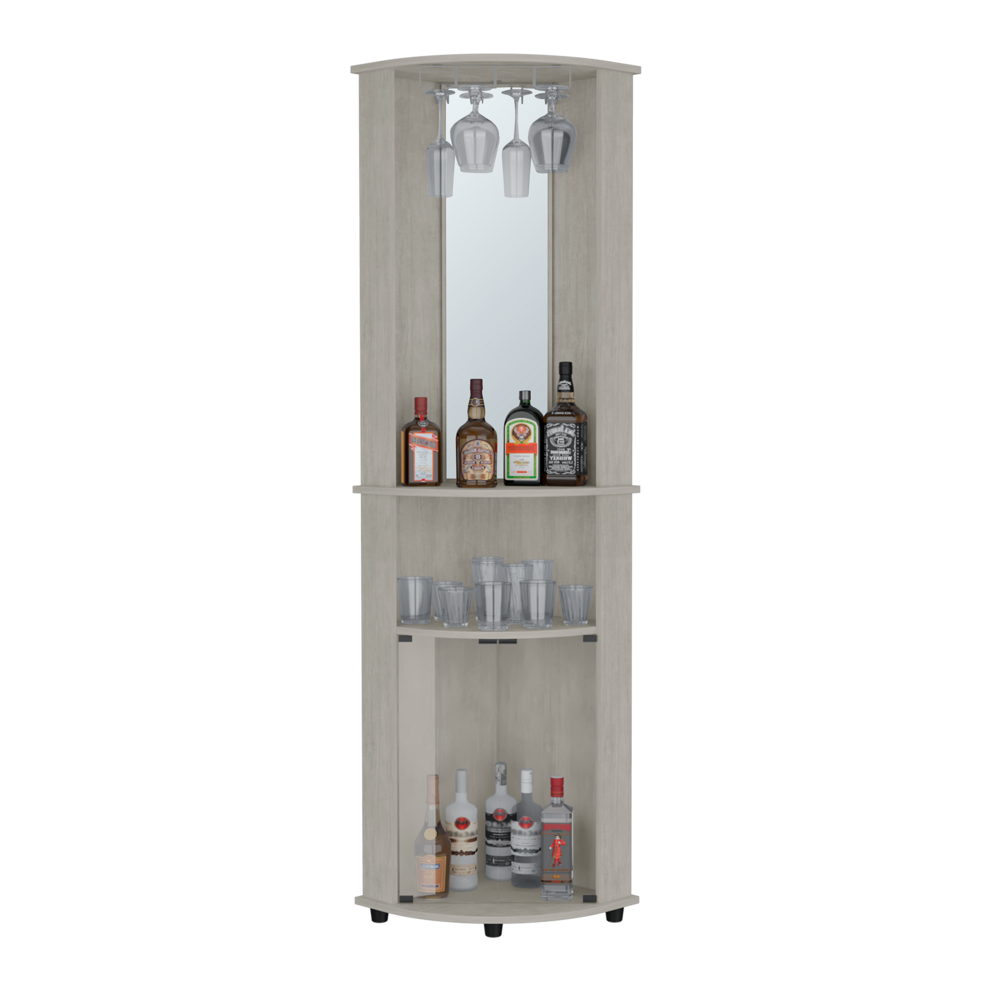 Corner Bar Cabinet Rialto, Living Room, Concrete Gray Grey Particle Board Engineered Wood