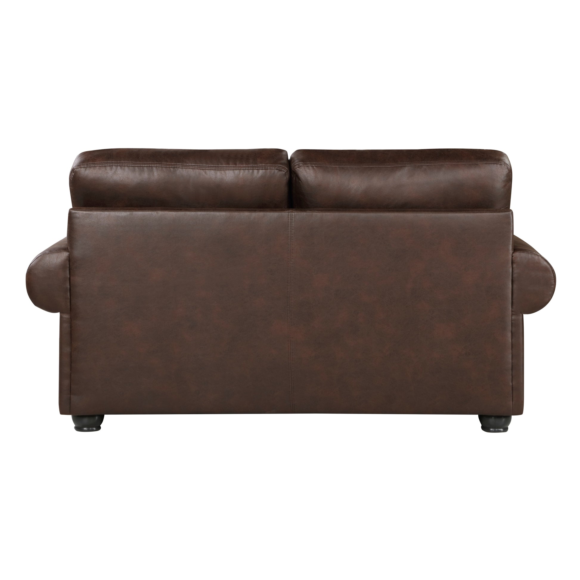 Dark Brown 1Pc Loveseat Traditional Design Rolled Arms Polished Microfiber Upholstered Trim 4 Pillows Solid Wood Frame Living Room Furniture Dark Brown Microfiber Wood Primary Living Space Traditional Rolled Arms Wood