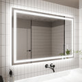 LED Bathroom Mirror, 32x48 inch Bathroom Vanity white-aluminium