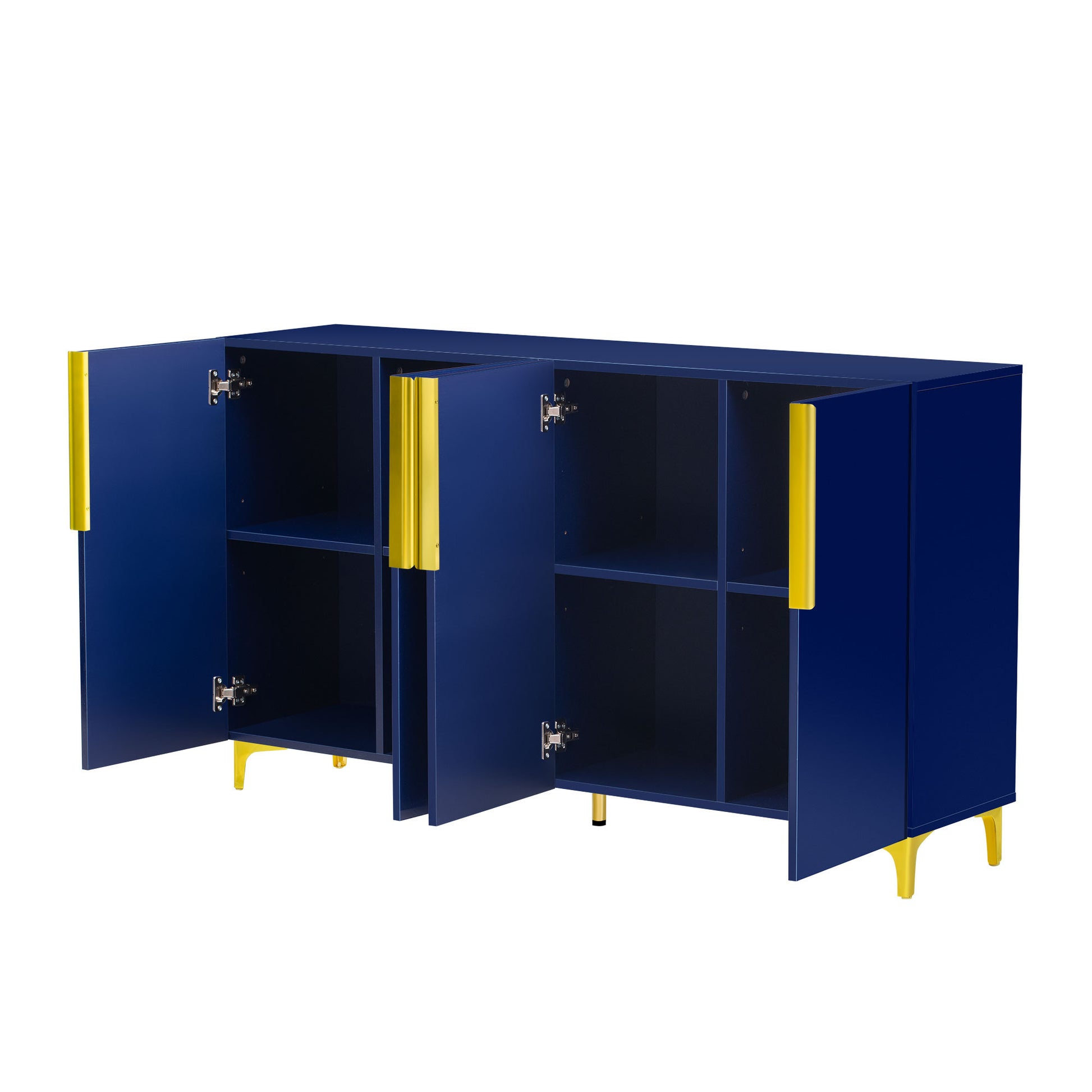 Glossy Finish Light Luxury Storage Cabinet, Adjustable, Suitable For Living Room, Study, Hallway. Navy Blue Mdf