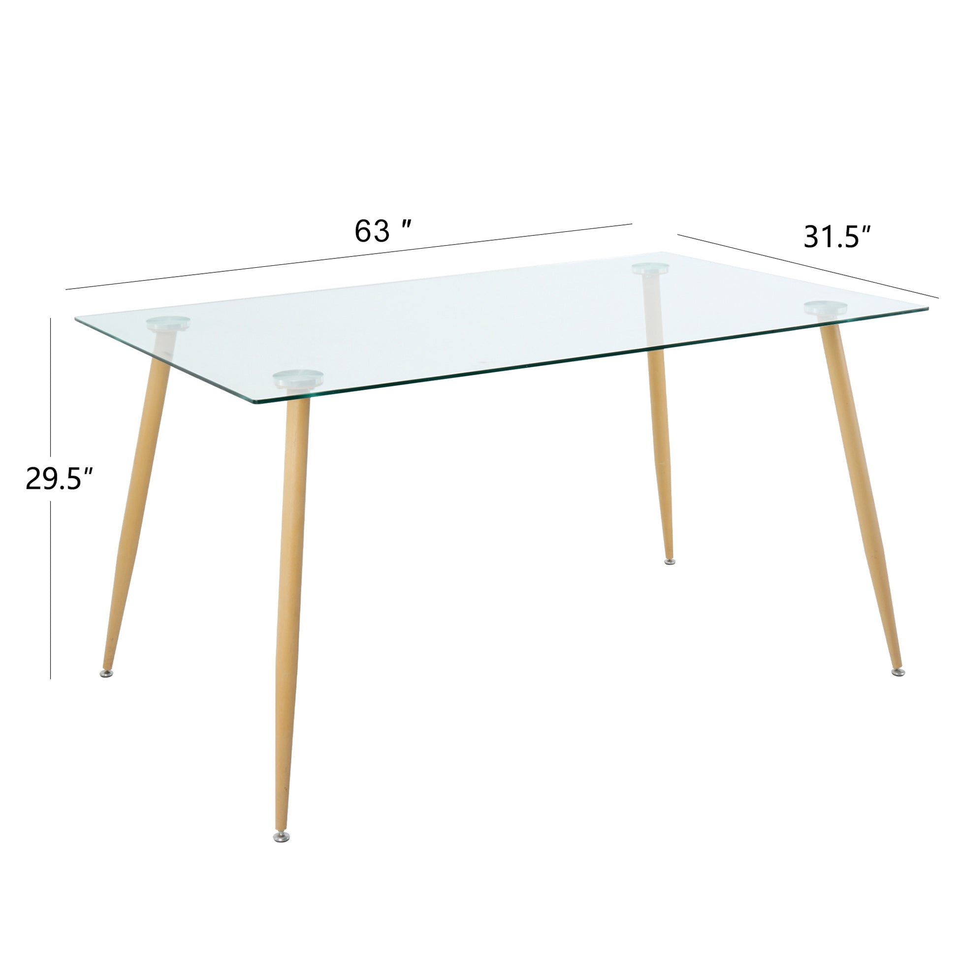 Modern Kitchen Glass dining table 63" Rectangular clear-rectangular-glass