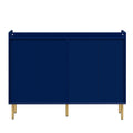 Wooden Storage Cabinet With Drawers, Steel Pipe Table Legs, Suitable For Hallway, Study, Living Room. Navy Blue Mdf