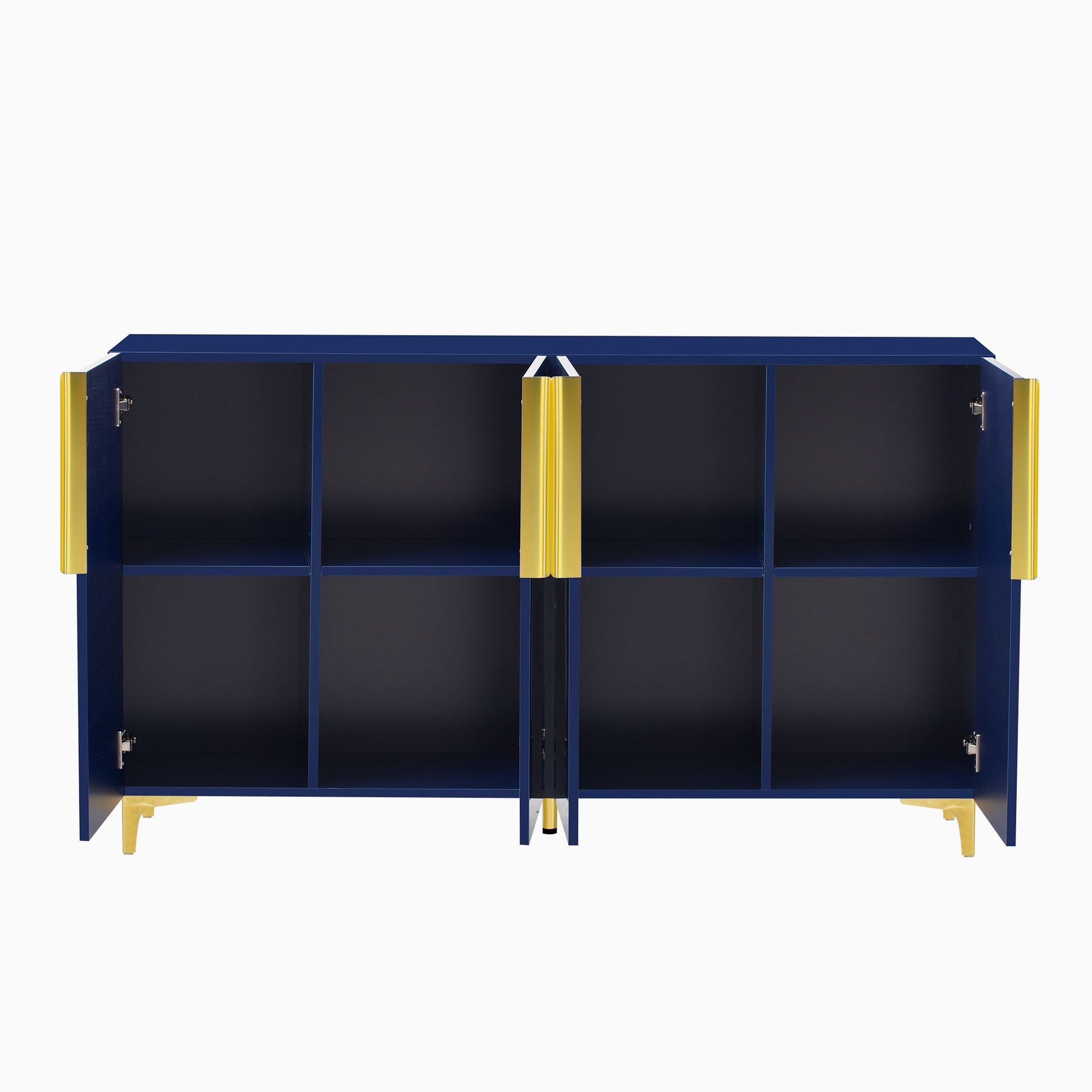 Glossy Finish Light Luxury Storage Cabinet, Adjustable, Suitable For Living Room, Study, Hallway. Navy Blue Mdf