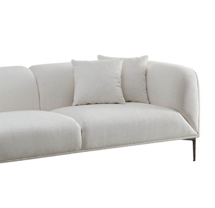 Wks2 White Sofa, Equipped With 2 Throw Pillows, Can Be Placed In The Studio, Living Room, Attic Multiple Scenes, Size 89.37* 35.43* Height 28.74 Inches White Fabric 3 Seat