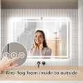 Led Bathroom Mirror, 32X48 Inch Bathroom Vanity Mirrors With Lights, Mirrors For Wall With Smart Touch Button, Anti Fog, Memory Function, Stepless Dimmable Makeup Mirror Horizontal Vertical White Aluminium