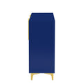 Glossy Finish Light Luxury Storage Cabinet, Adjustable, Suitable For Living Room, Study, Hallway. Navy Blue Mdf