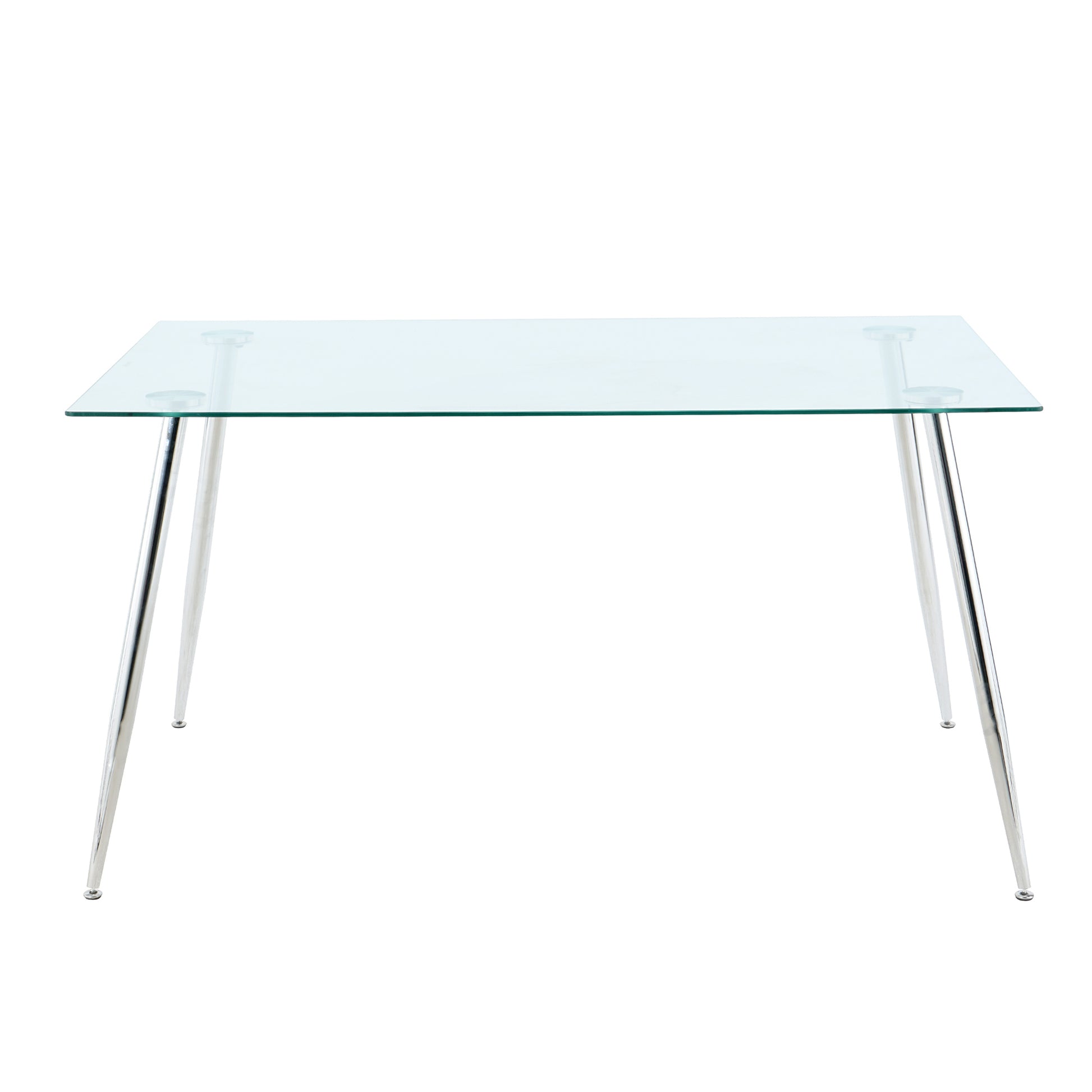 Modern Kitchen Glass dining table 63" Rectangular chrome-rectangular-glass