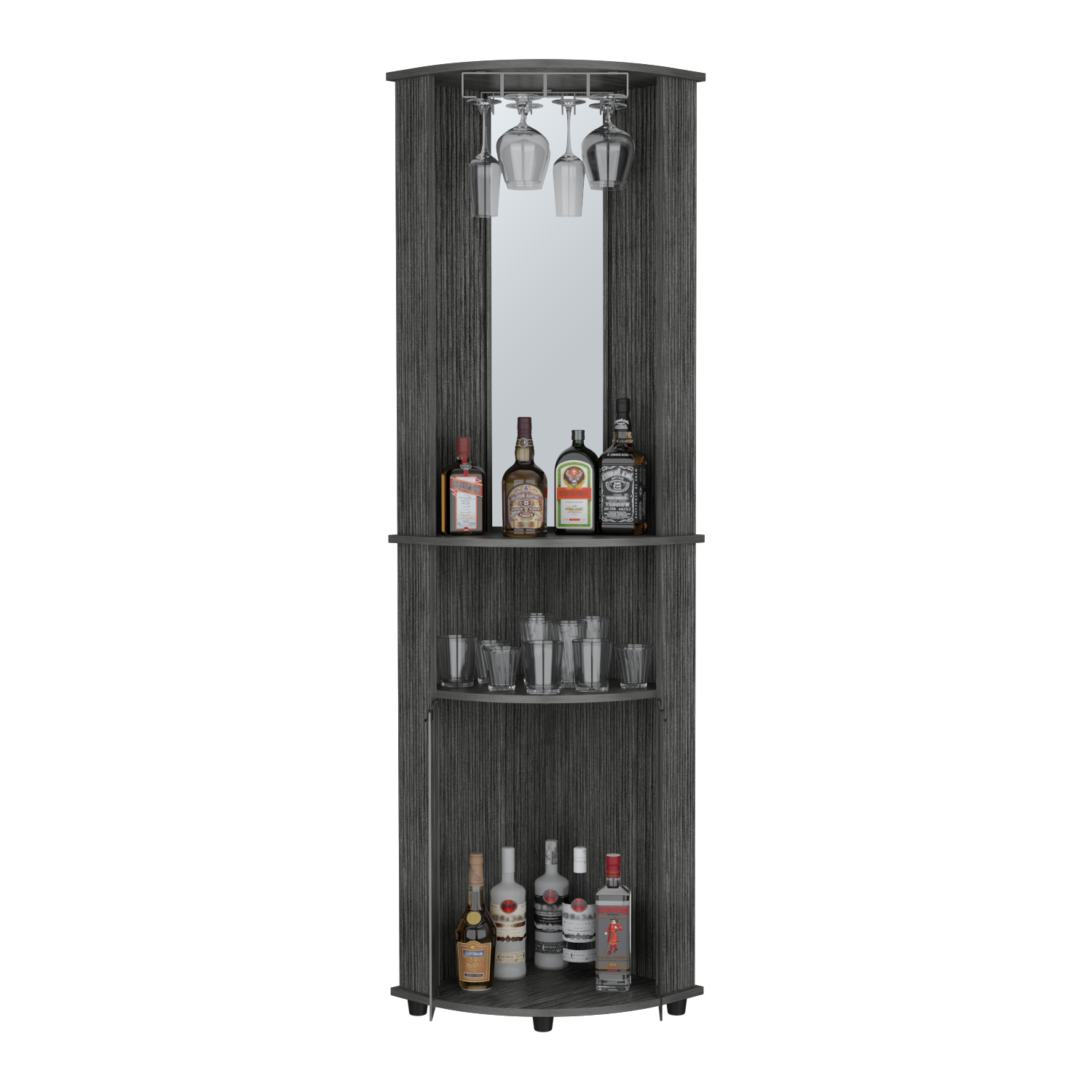 Corner Bar Cabinet Rialto, Living Room, Smokey Oak Gray Particle Board Engineered Wood