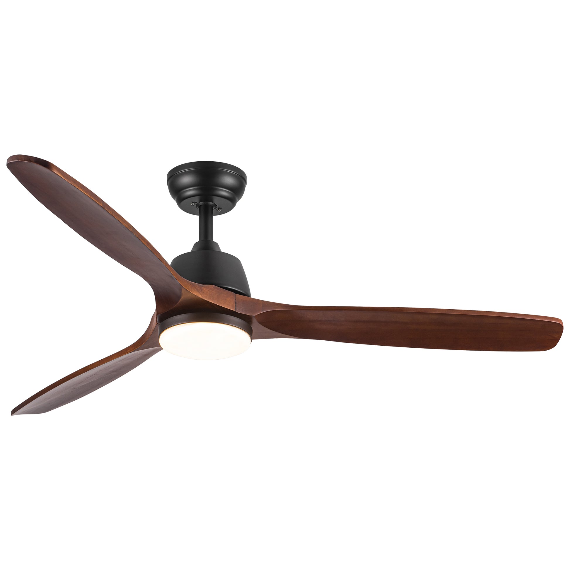 52" Yuhao Farmhouse Rustic Led Ceiling Fan With Remote Control Brown Wood