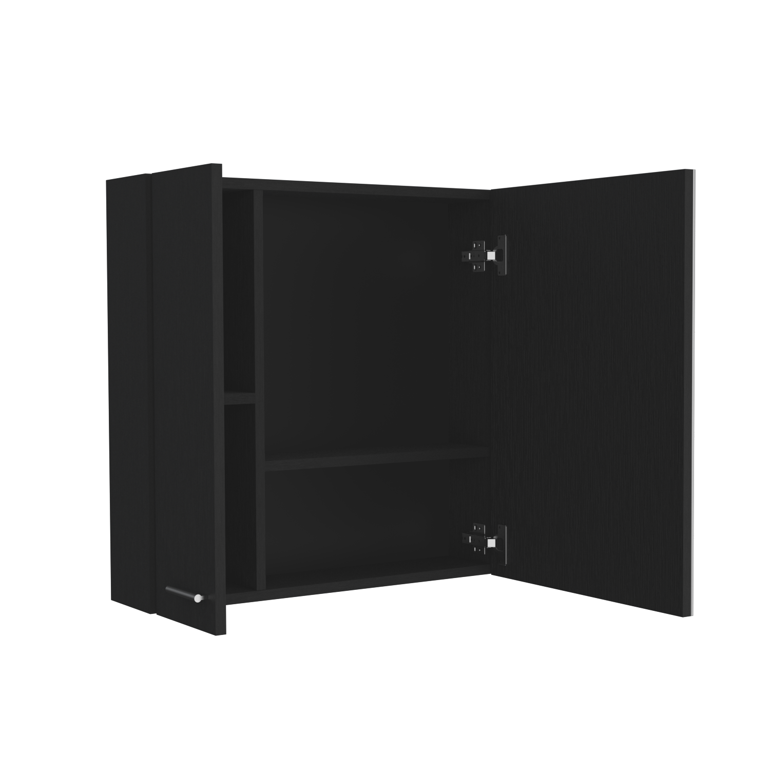 Medicine Cabinet Prague, Four Internal Shelves, Single Door, Black Wengue Finish Black Particle Board