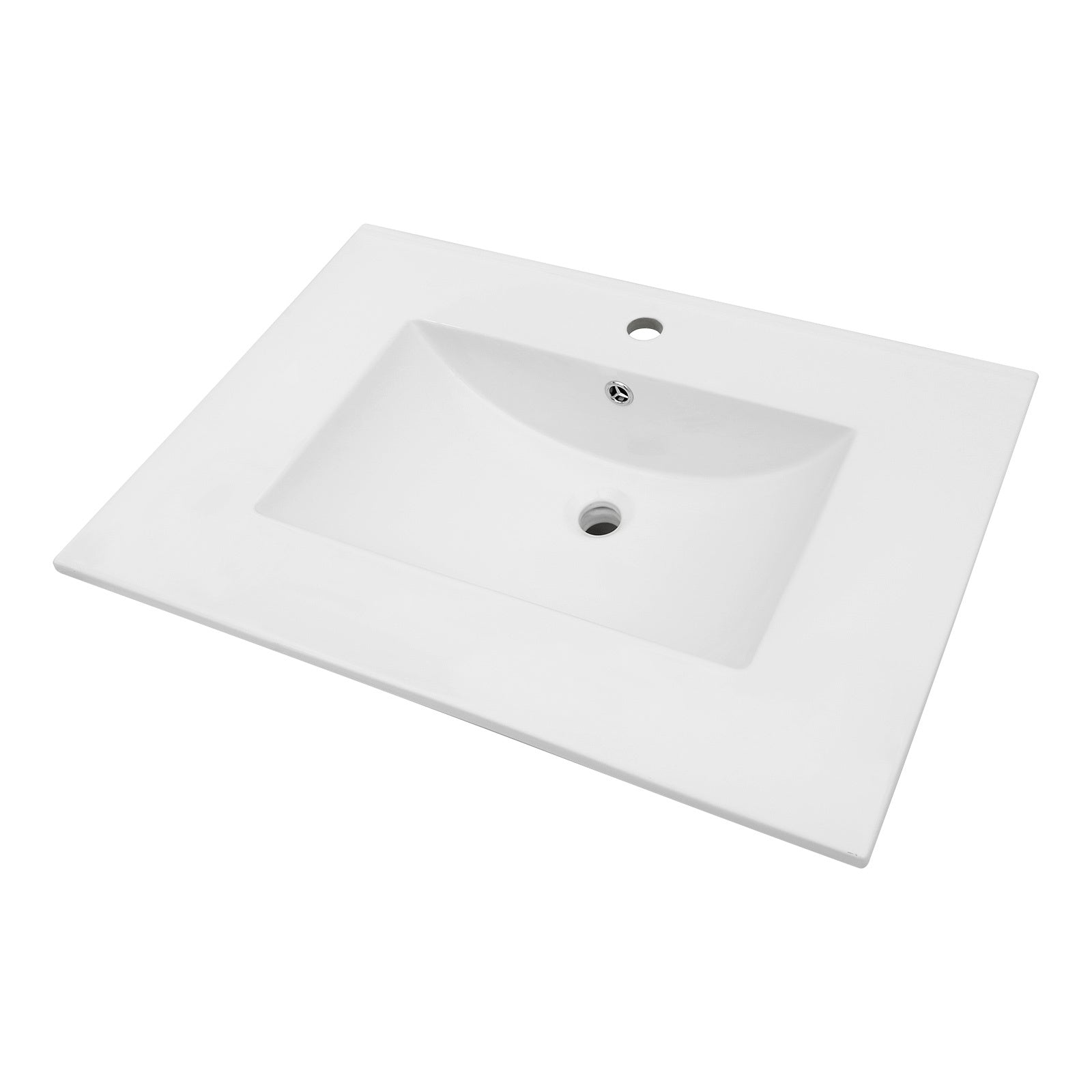 30.2"X18.5" White Rectangular Single Vanity Top With 1 Faucet Hole And Overflow Sink Only White Ceramic