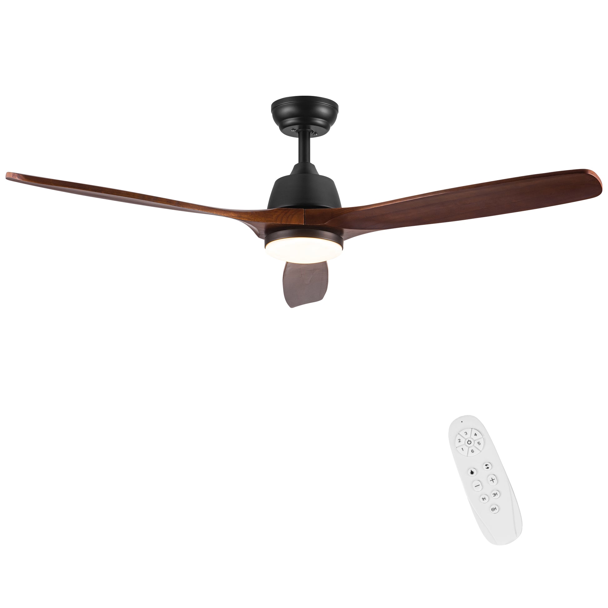 52" Yuhao Farmhouse Rustic Led Ceiling Fan With Remote Control Brown Wood