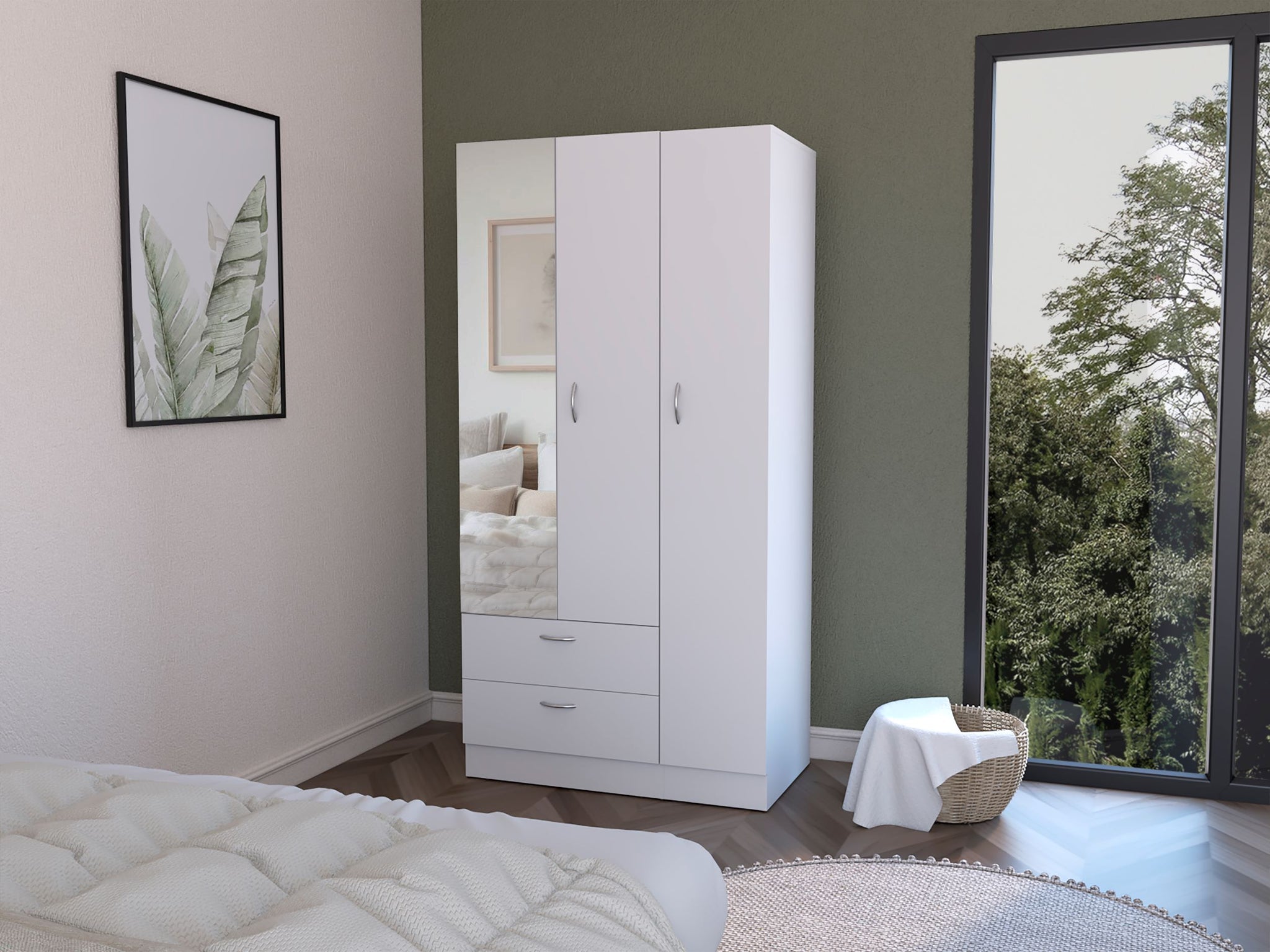 Armoire Haddam, Bedroom, White White Particle Board Engineered Wood