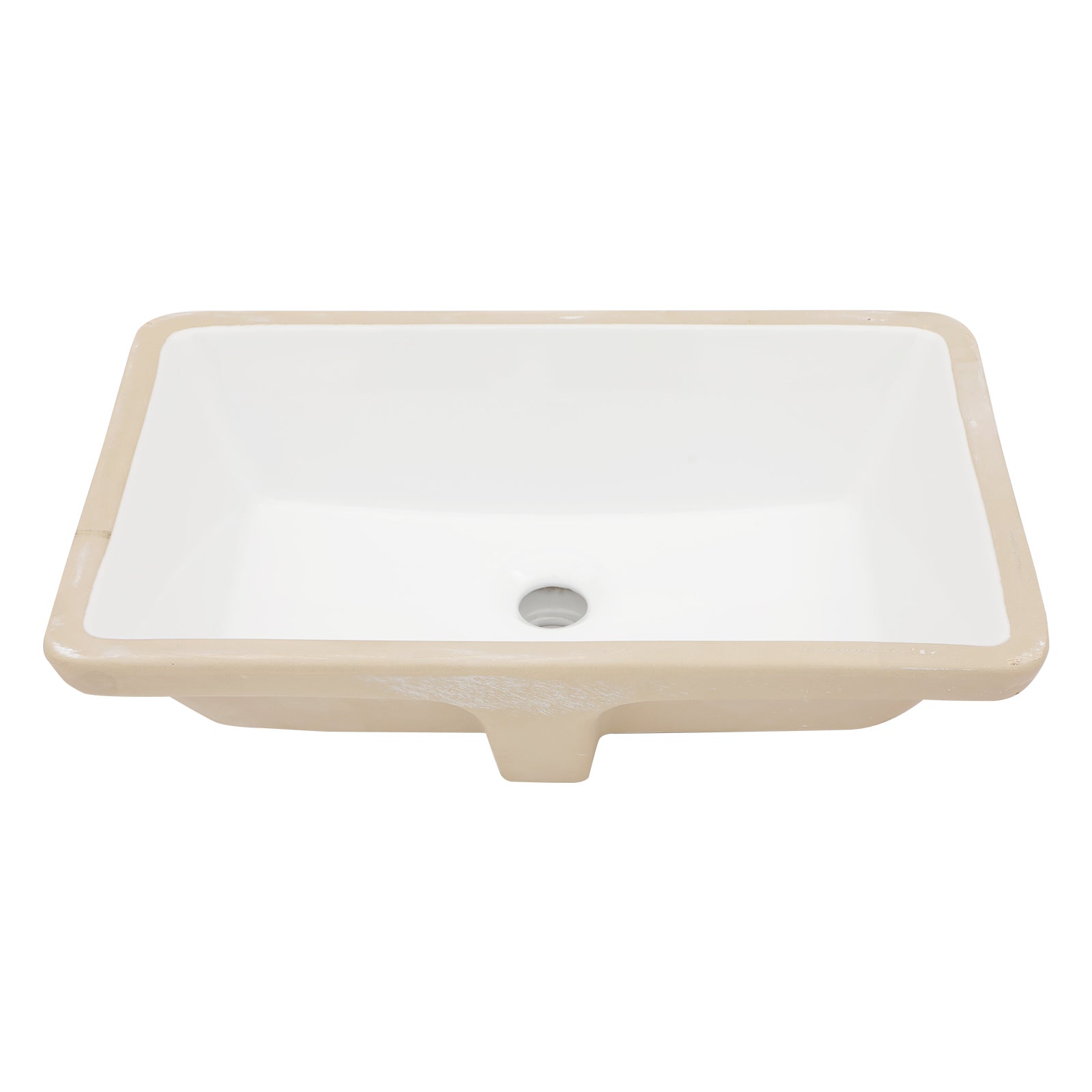 21"X13" White Ceramic Rectangular Undermount Bathroom Sink With Overflow White Ceramic