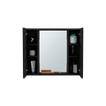 Medicine Cabinet Hops, Double Door, Mirror, One External Shelf, Black Wengue Finish Black Particle Board