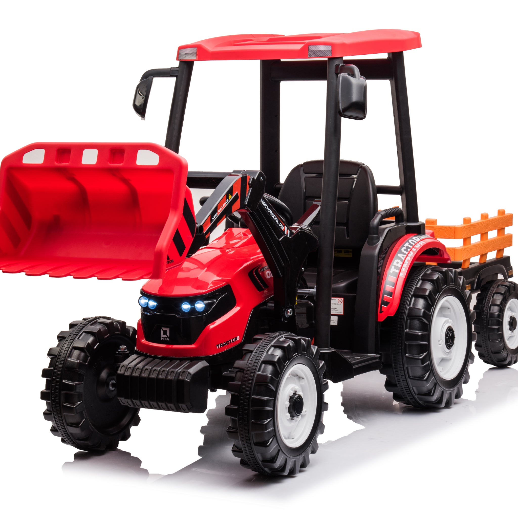 24V Kids 3In1 Ride On Tractor, Pedal Tractors With Working Loader And