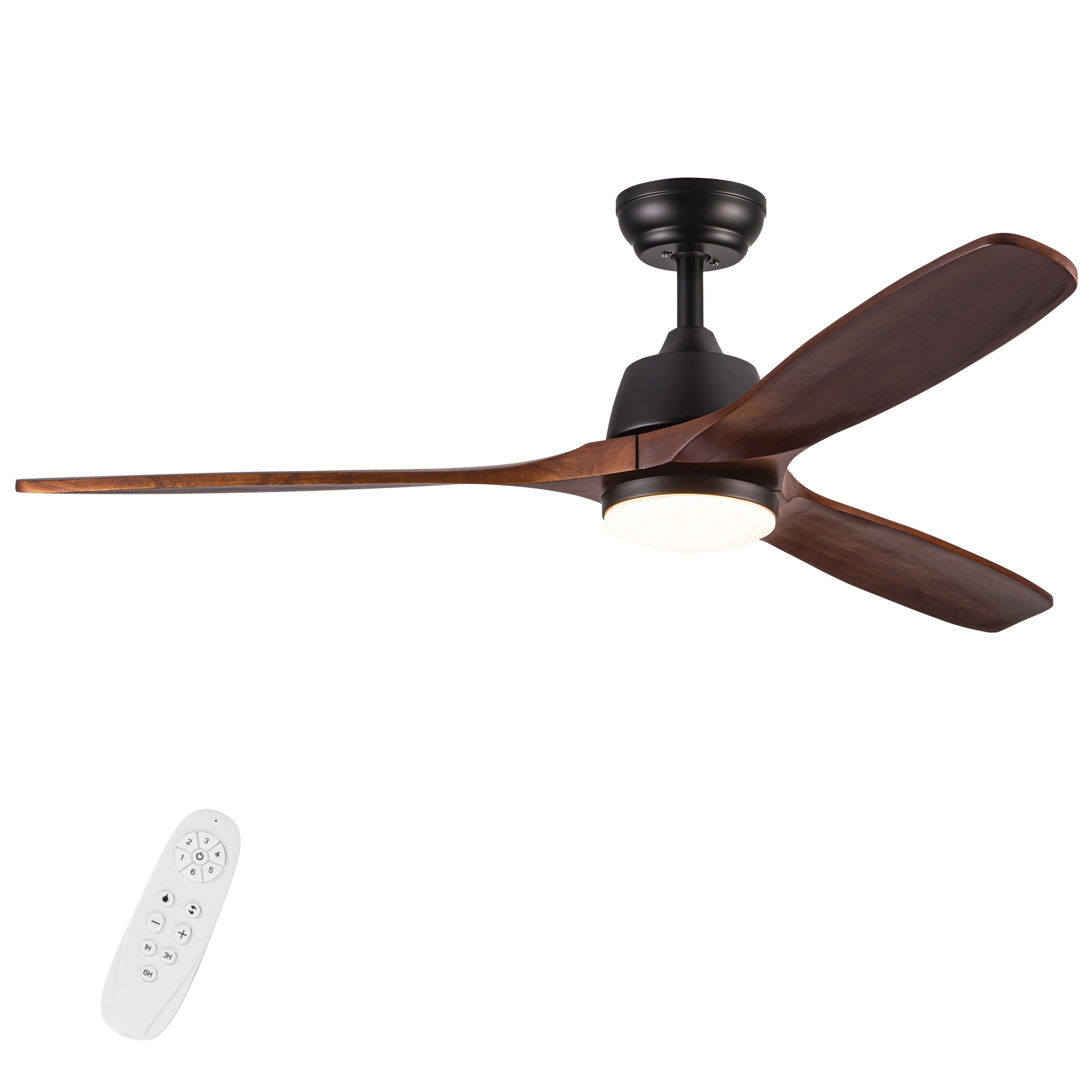 52" Yuhao Farmhouse Rustic Led Ceiling Fan With Remote Control Brown Wood