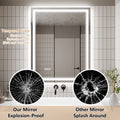 LED Bathroom Mirror, 32x40 inch Bathroom Vanity white-aluminium