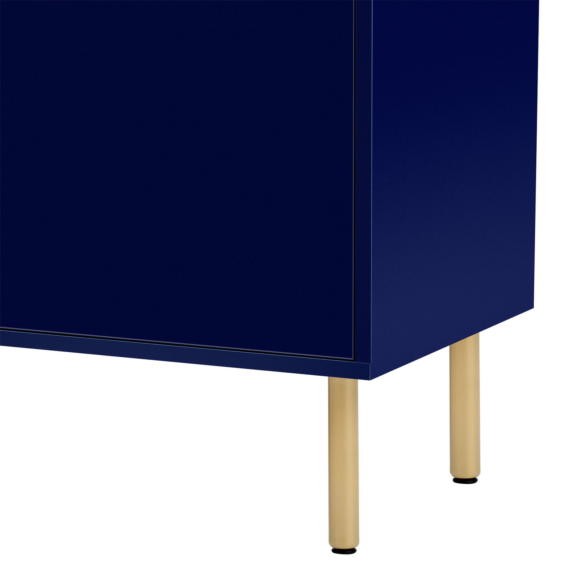 Wooden Storage Cabinet With Drawers, Steel Pipe Table Legs, Suitable For Hallway, Study, Living Room. Navy Blue Mdf