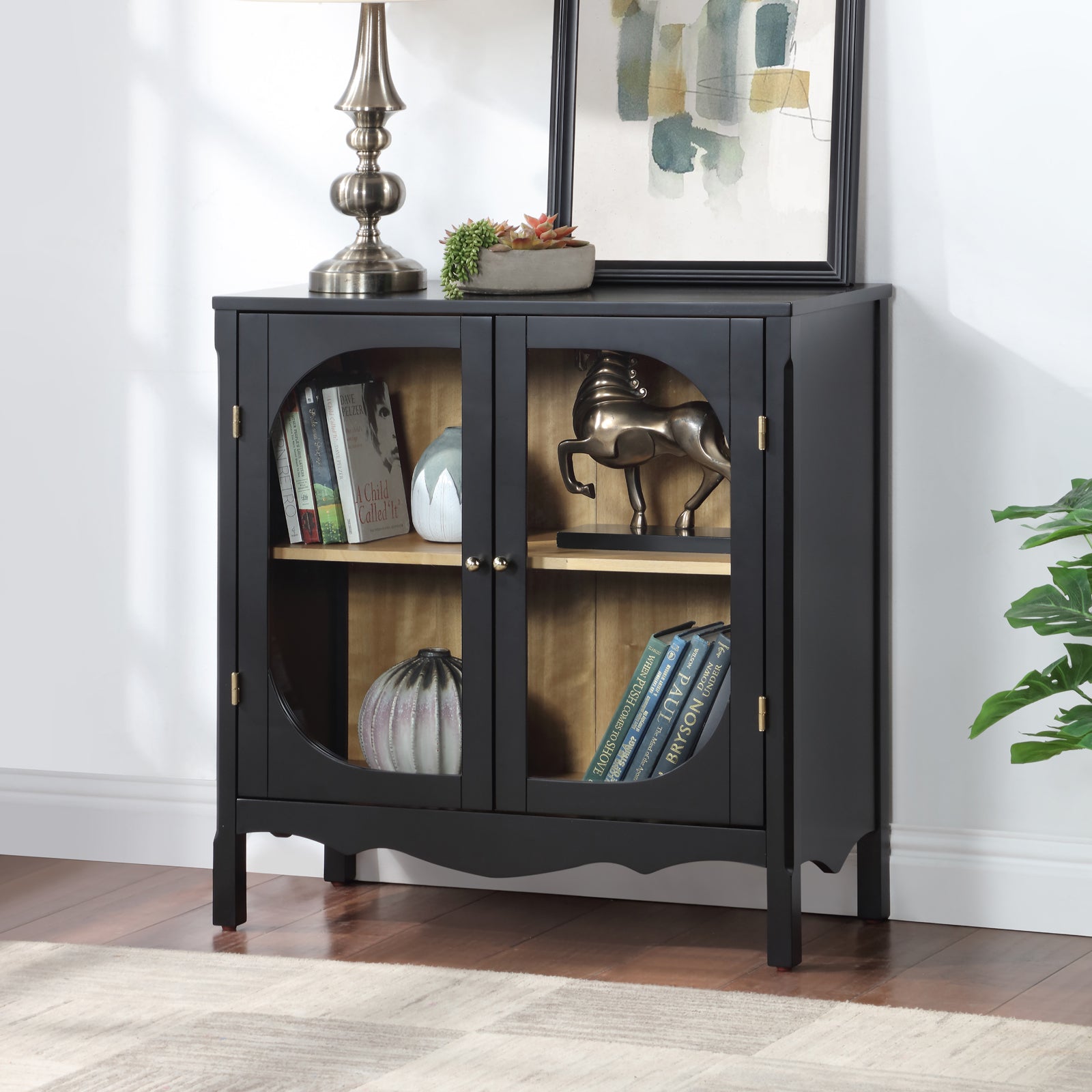 Storage Cabinet,Sideboard Buffet Cabinet,display black-acacia wood