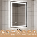 LED Bathroom Mirror, 28x36 inch Bathroom Vanity white-aluminium