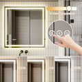 Led Bathroom Mirror, 36X36 Inch Bathroom Vanity Mirrors With Lights, Mirrors For Wall With Smart Touch Button, Anti Fog, Memory Function, Stepless Dimmable Makeup Mirror Horizontal Vertical White Aluminium