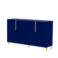 Glossy Finish Light Luxury Storage Cabinet, Adjustable, Suitable For Living Room, Study, Hallway. Navy Blue Mdf