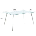 Modern Simple Rectangular Glass Dining Table, Solid Tempered Glass Tabletop, Electroplated Table Legs, Gray Pu Dining Chair Set, Suitable For Restaurant Kitchen Use Set Of 5 Upholstered Chair Glass Gray Pu Seats 4 Metal Rectangular Dining Table With