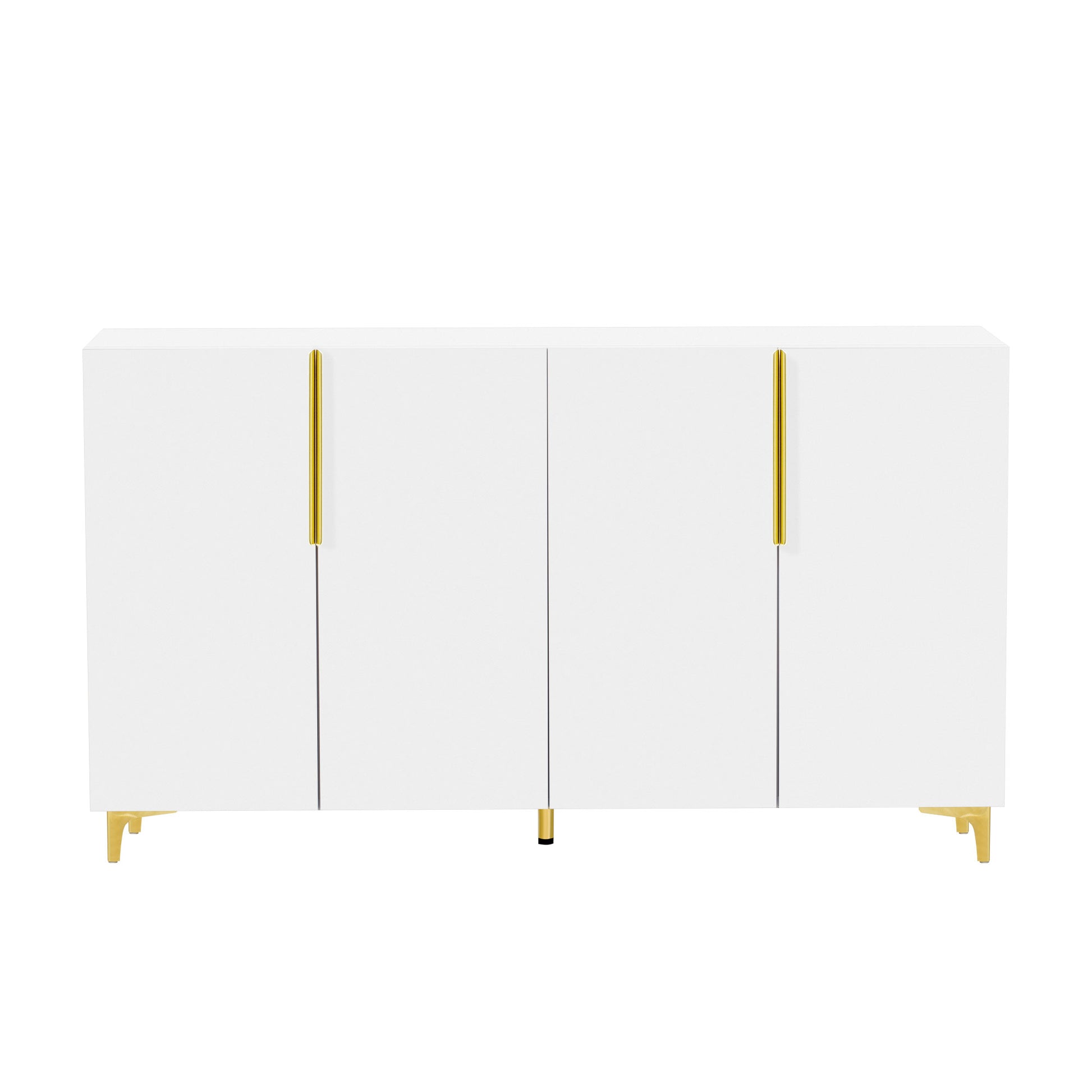 Glossy Finish Light Luxury Storage Cabinet, Adjustable, Suitable For Living Room, Study, Hallway. White Mdf