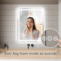 LED Bathroom Mirror, 28x36 inch Bathroom Vanity white-aluminium