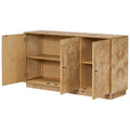 Wood Pattern Storage Cabinet With 3 Doors, Suitable For Hallway, Entryway And Living Rooms. Burly Wood Mdf