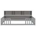 Twin Floor Bed With Bedside Bookcase,Shelves,Guardrails,Grey Twin Grey Bedroom American Design Pine