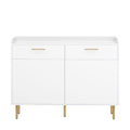 Wooden Storage Cabinet With Drawers, Steel Pipe Table Legs, Suitable For Hallway, Study, Living Room. White Mdf