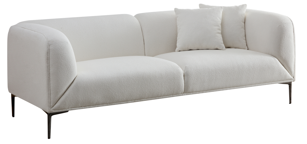 Wks2 White Sofa, Equipped With 2 Throw Pillows, Can Be Placed In The Studio, Living Room, Attic Multiple Scenes, Size 89.37* 35.43* Height 28.74 Inches White Fabric 3 Seat