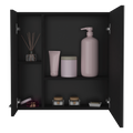 Medicine Cabinet Prague, Four Internal Shelves, Single Door, Black Wengue Finish Black Particle Board