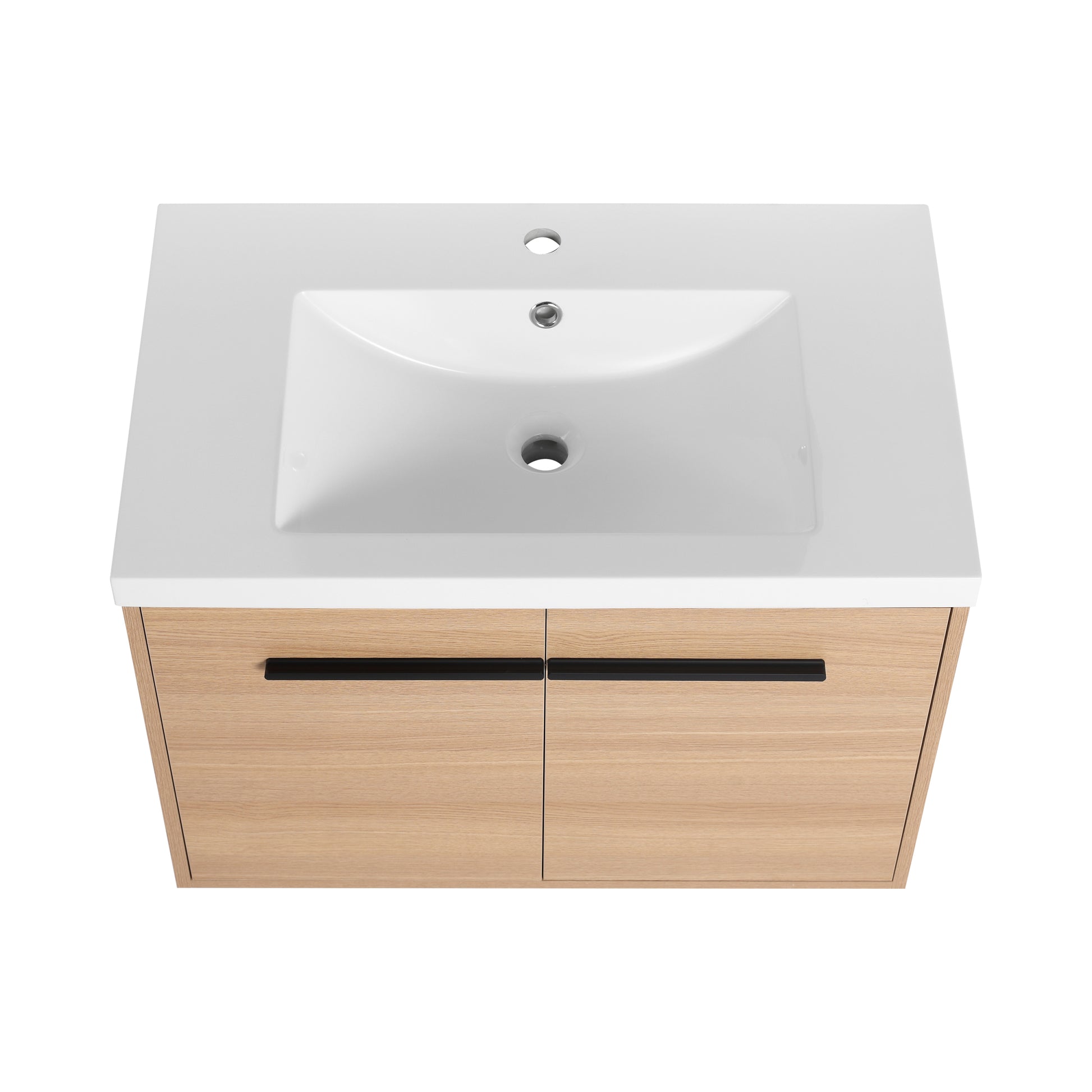 Oak 30 Inch Bathroom Vanity With Resin Countertop Sink, 2 Doors Bathroom Cabinet Set Oak Bathroom American Design Engineered Wood